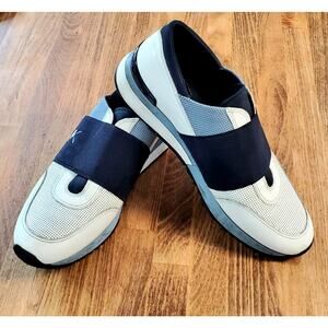 Michael Kors MK Logo Trainer Sneakers Slip On Black White Mixed Media Jogger
